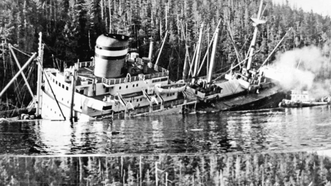 black and white Canadian shipwreck
