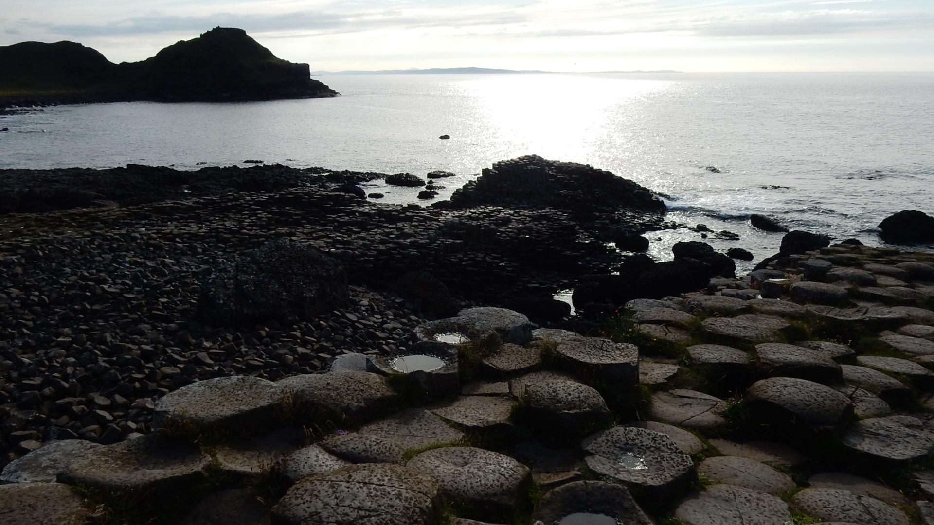 An idyllic view of the Giant’s Causeway, June 2020
