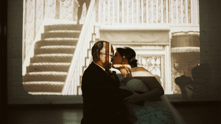 Wedding couple in the Picture House, Ulster Folk Museum