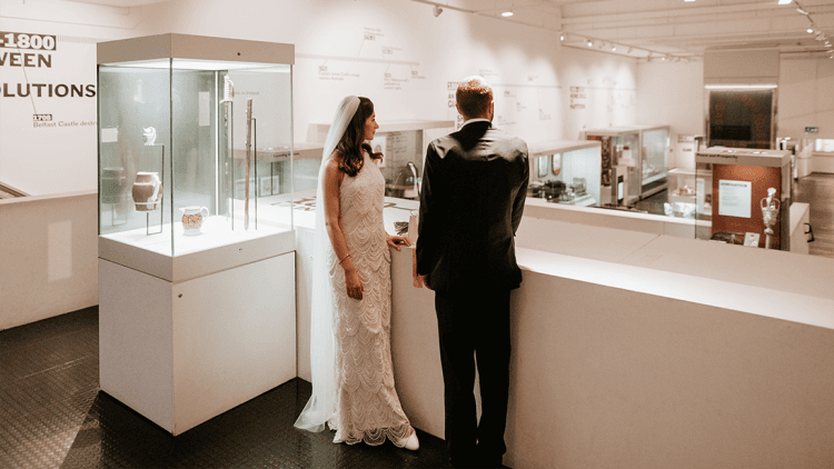 Bride and groom in Modern History gallery